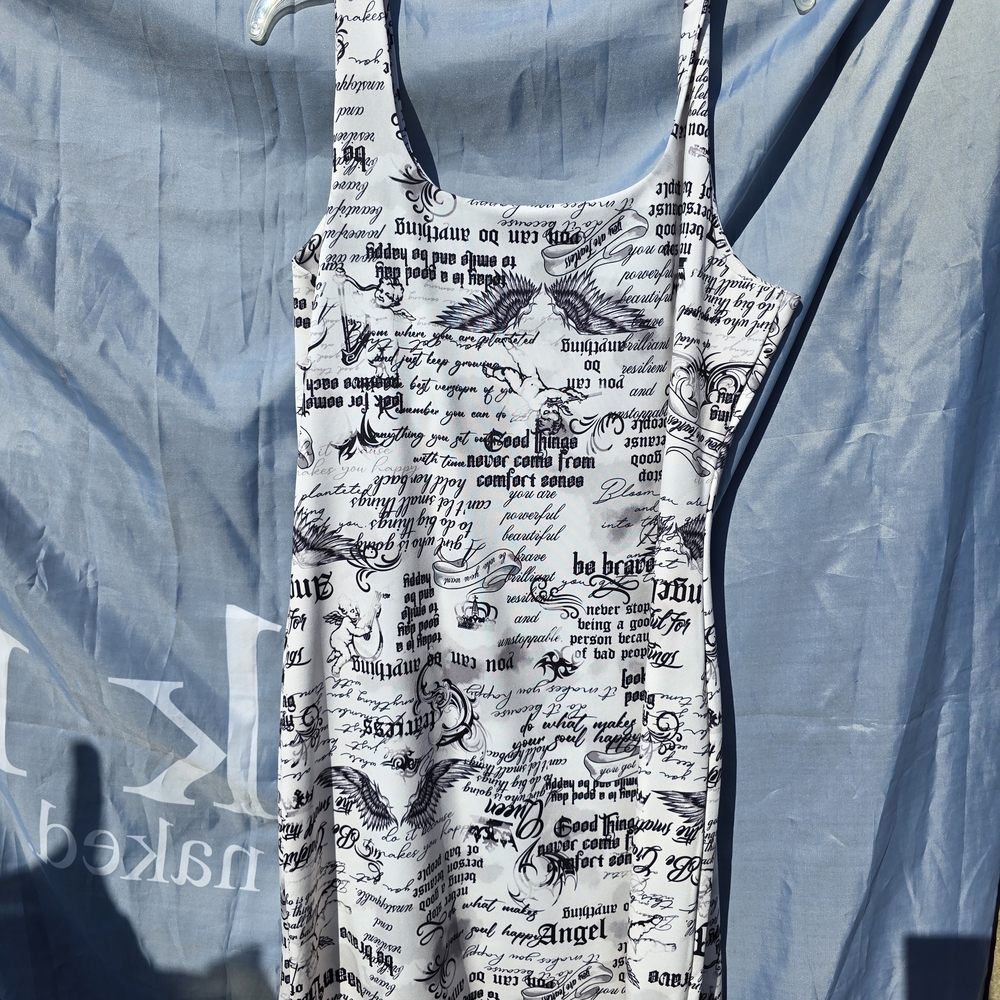 No Boundaries Black and White Text Print Mini Dress